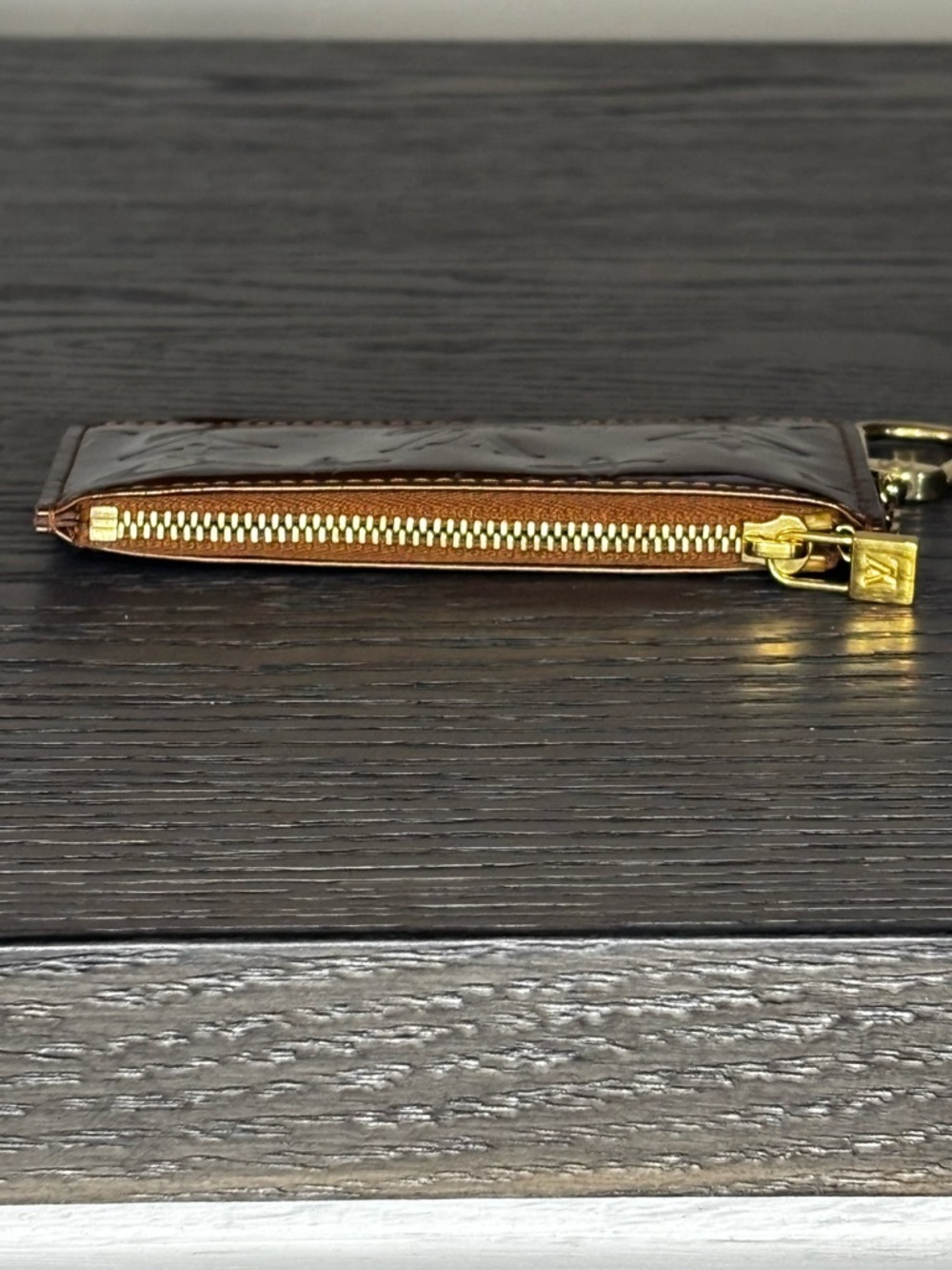 Louis Vuitton Vernis Pochette Cles Bronze Key Pouch Coin Card Holder w/ Box - Picture 12 of 12